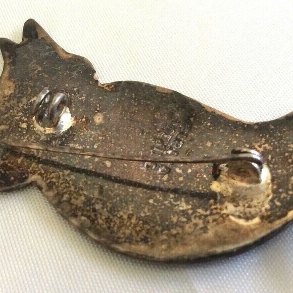 Vintage Silver Alpaca Mexico Black Onyx Abalone Shell Owl pin brooch - Picture 4 of 4